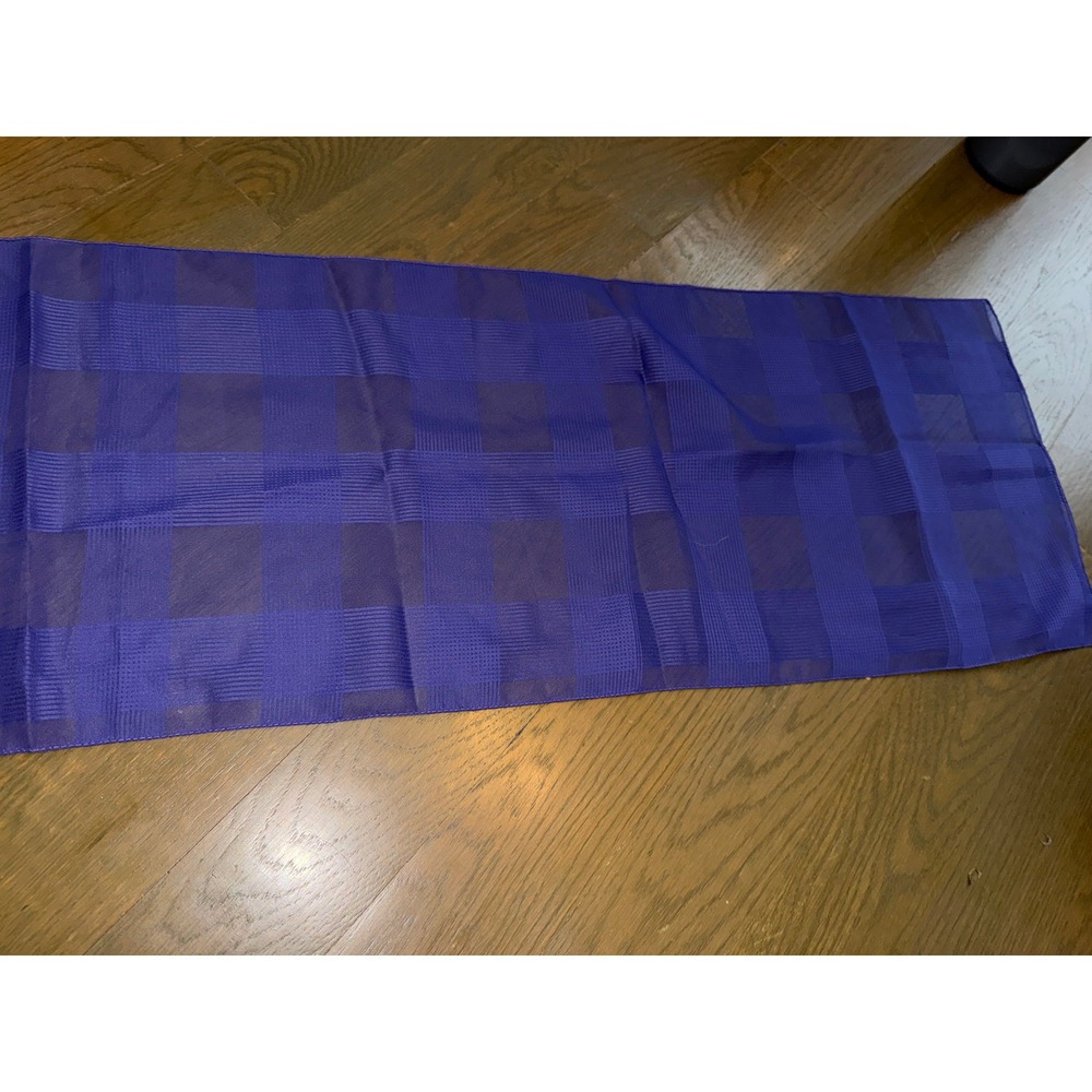 Purple Checkered Sheer Lightweight Rectangular Scarf Textured Pattern - Picture 4 of 6
